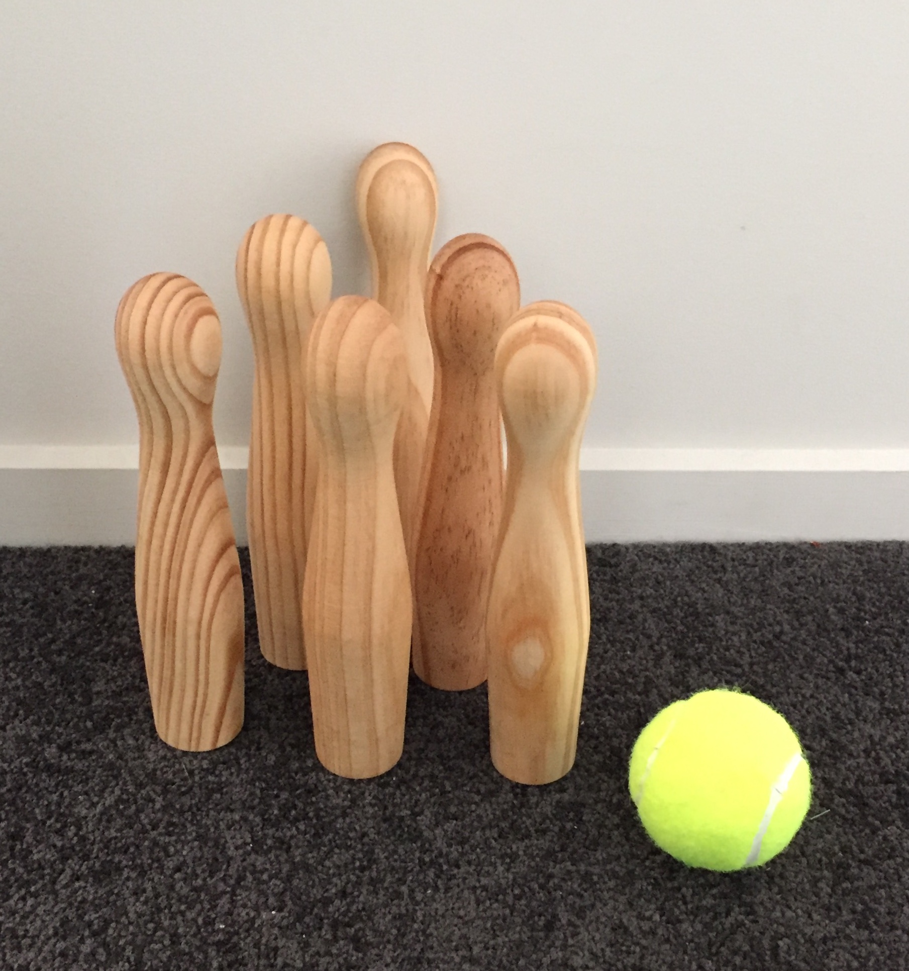 Wooden Bowling Pins With Ball