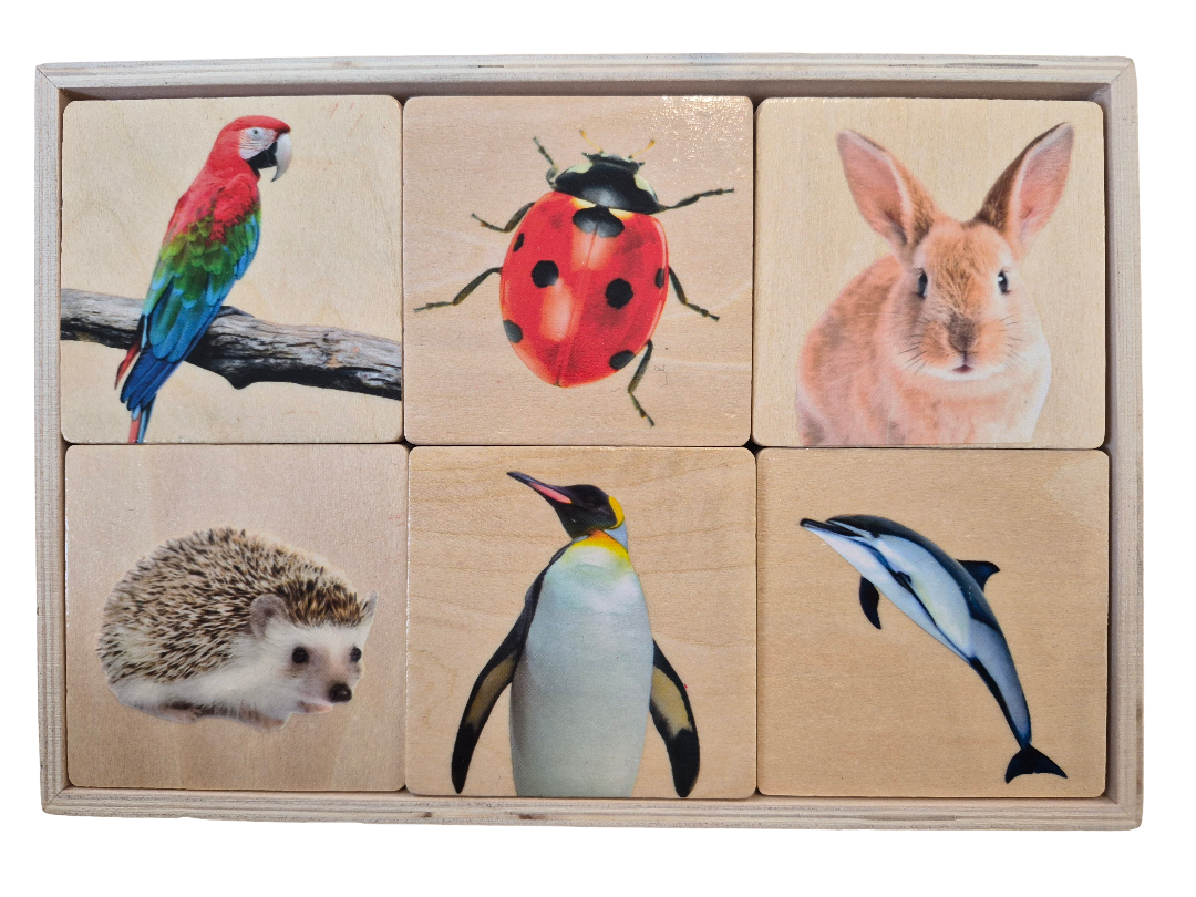 Wooden Animal Memory Match Game